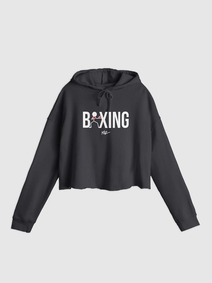BOXING STICKMAN WOMENS CROP HOODIE - BLACK product image (1)