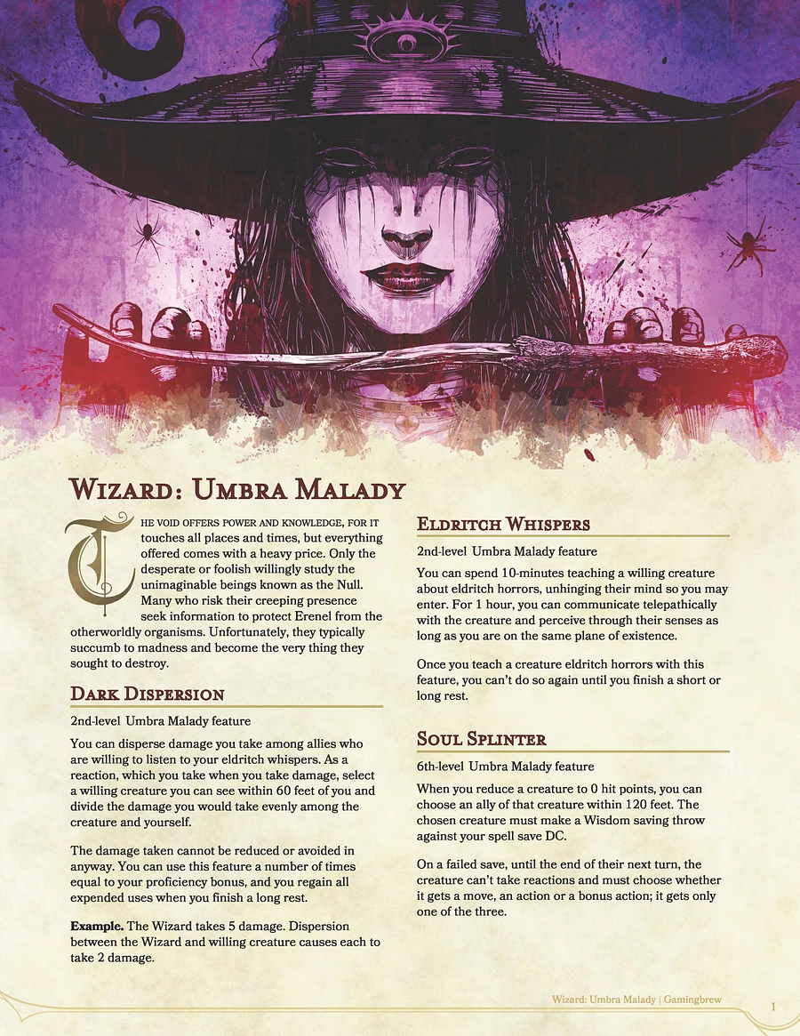 Umbra Malady | 5E Wizard Subclass product image (2)