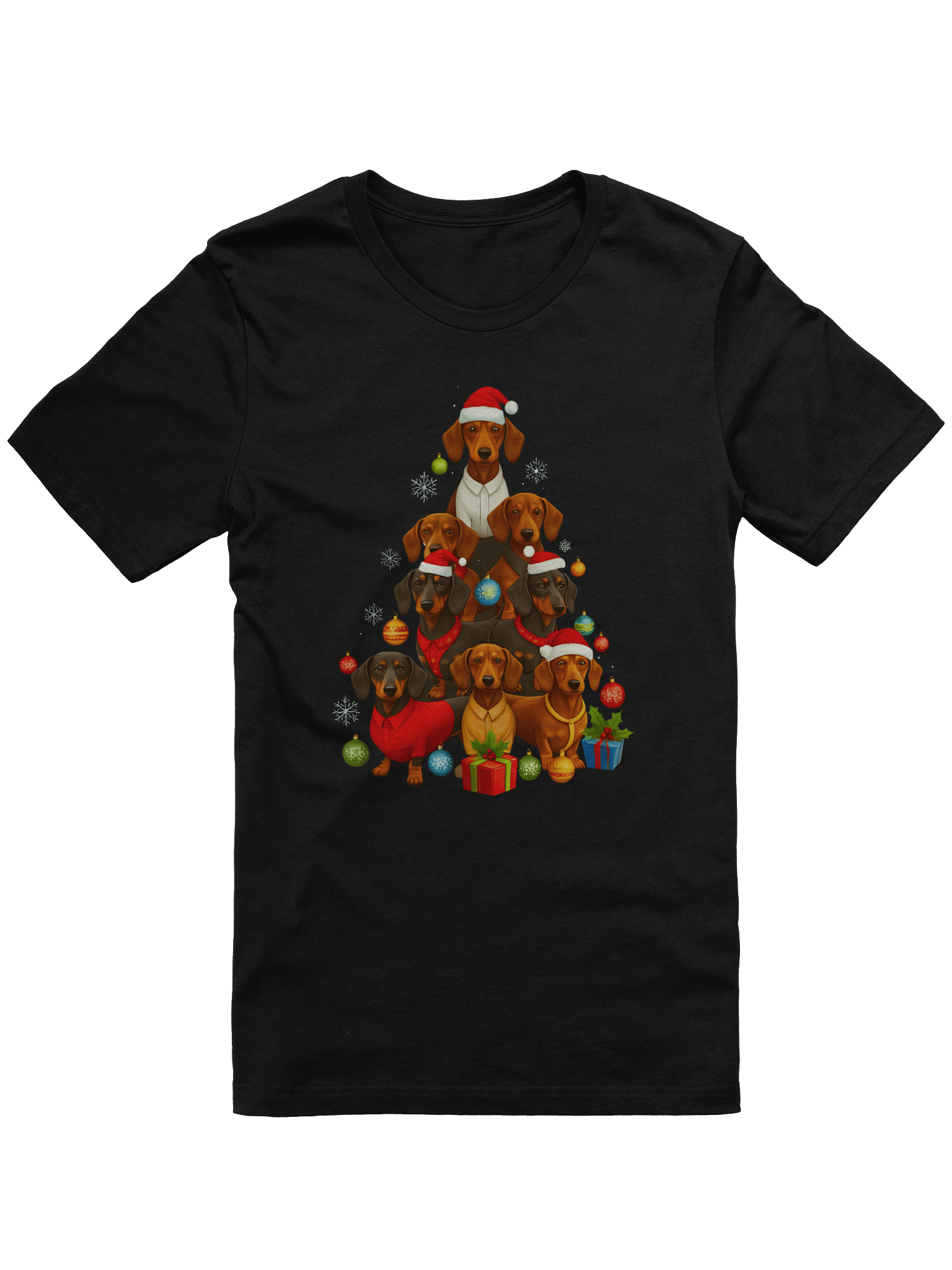 Dachshund Christmas Tree T-Shirt – Cute Holiday Doxie Pyramid Design product image (1)