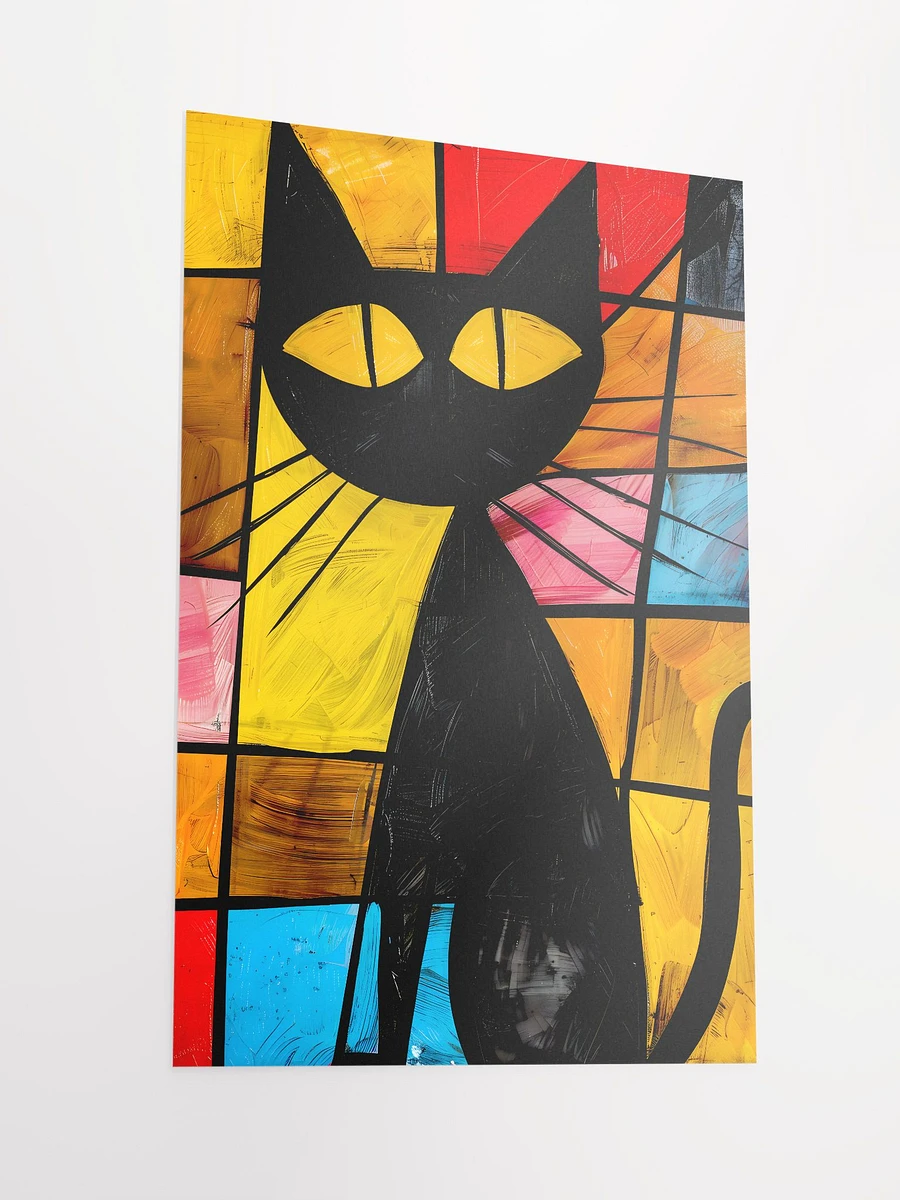 Geometric Mosaic: Abstract Stained Glass Cat Artwork Matte Poster product image (4)