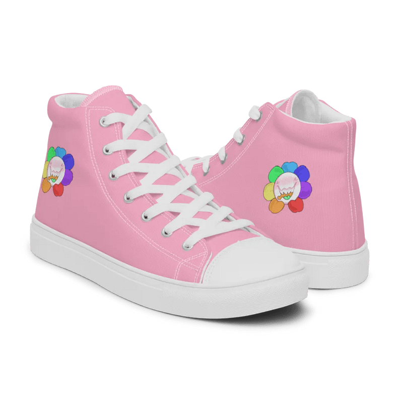 Pastel Pink and White Flower Sneakers