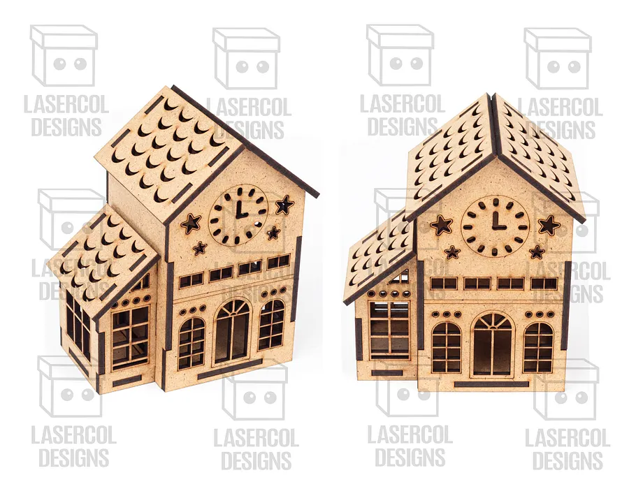 Christmas Houses Set 1 (5 Styles) - Laser Cut Files product image (6)