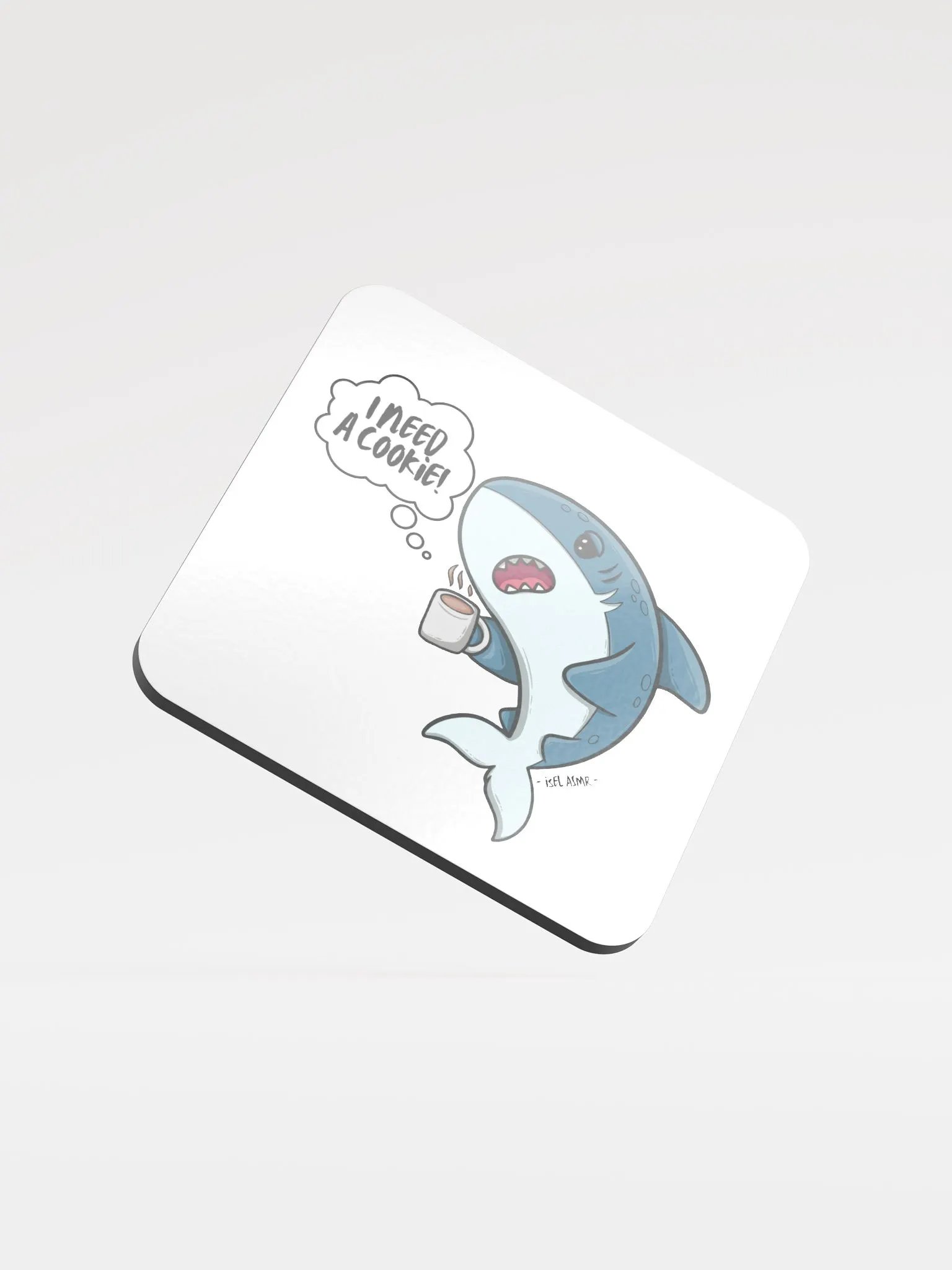 'Morning Sharki' Glossed Cork Coaster product image (1)