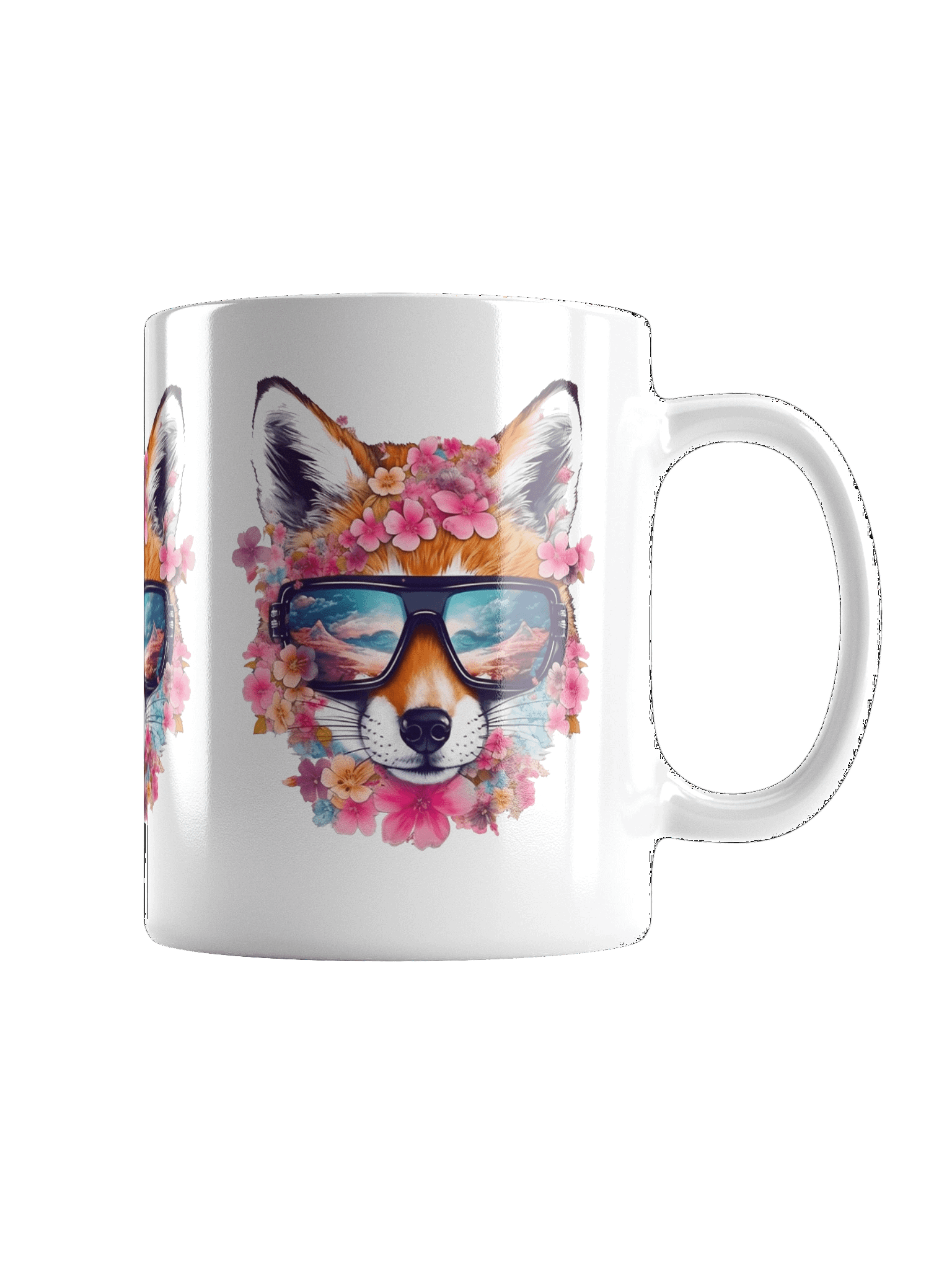 Flower Fox | White Glossy Mug product image (1)