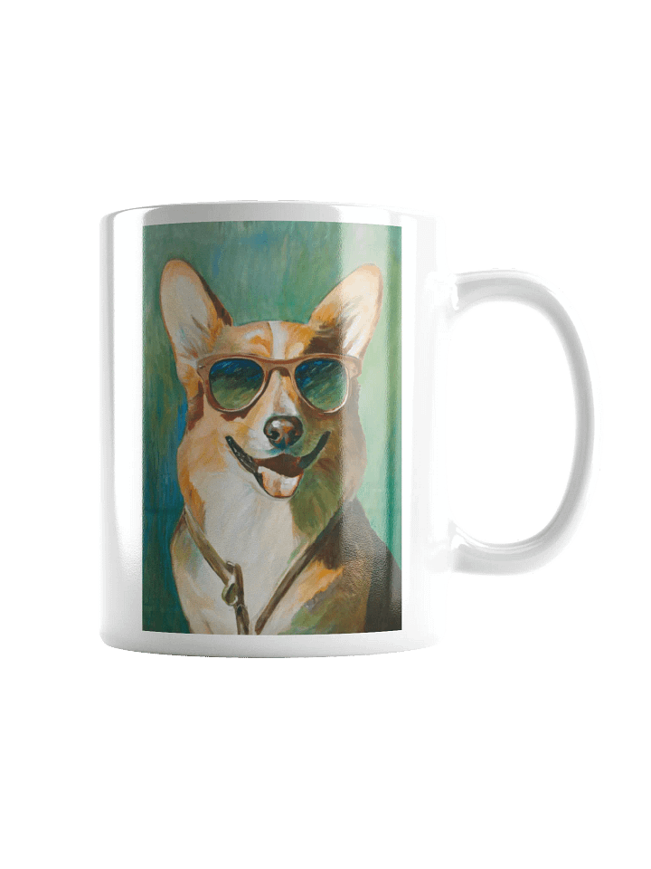 Cool Corgi Sunglasses Painting - dogPXL Artistic series Shades White Mug product image (1)