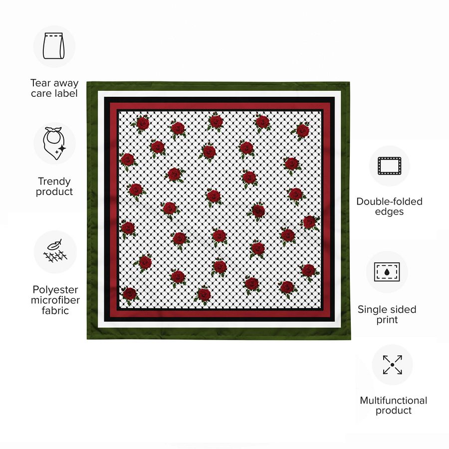 Olive Kufiya Rose Bandana Scarf Headwear product image (4)