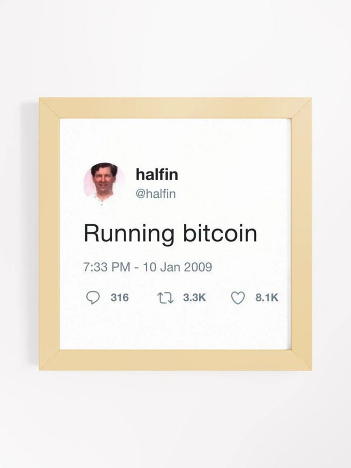 Running bitcoin - Hal Finney Tweet Framed product image (1)