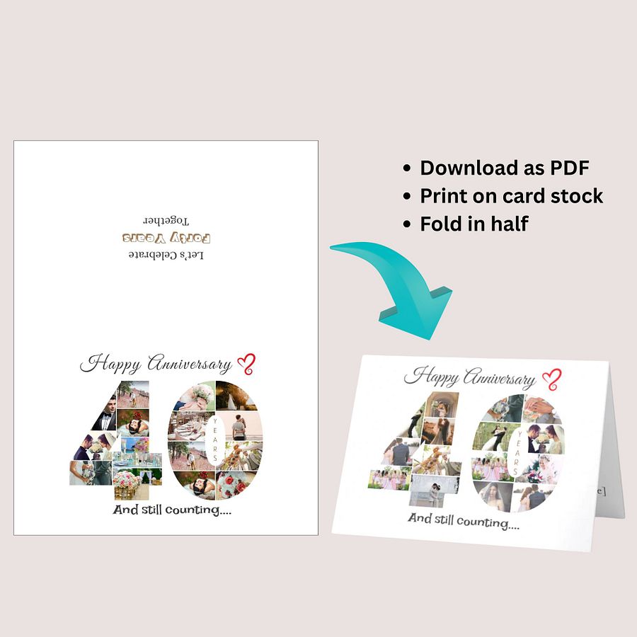 40 Year Anniversary Photo Card Editable Canva Template product image (7)