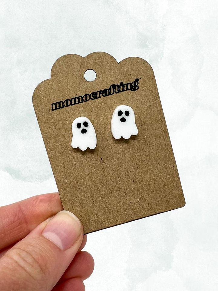 Ghost Stud Earrings (White, Cutie) product image (1)
