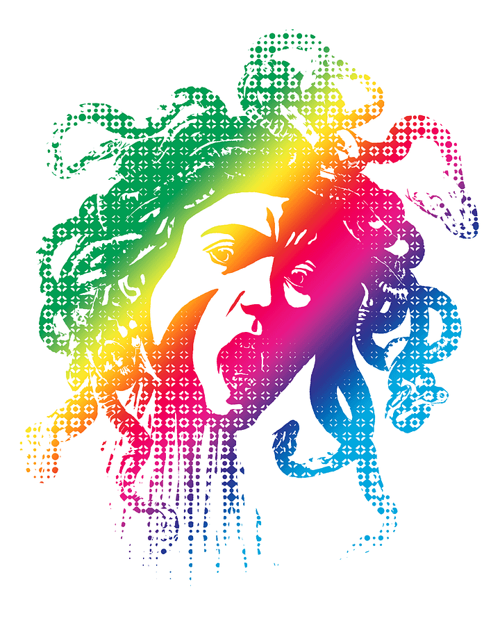 Rainbow Halftone Medusa on White - Print product image (1)