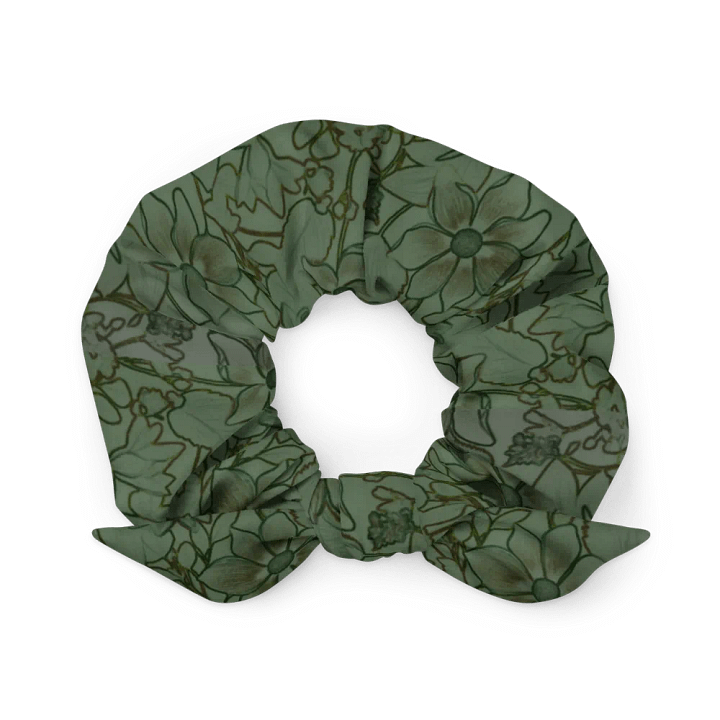 Line art Green and Garkgreen Floral/All-Over Print Scrunchie by Sublicolor product image (1)