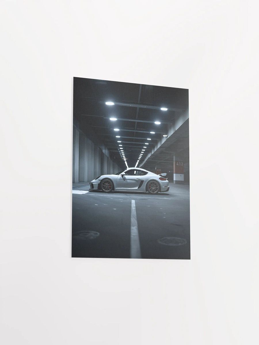 White Porsche Cayman parked in underground parking by night (VER 2) product image (38)