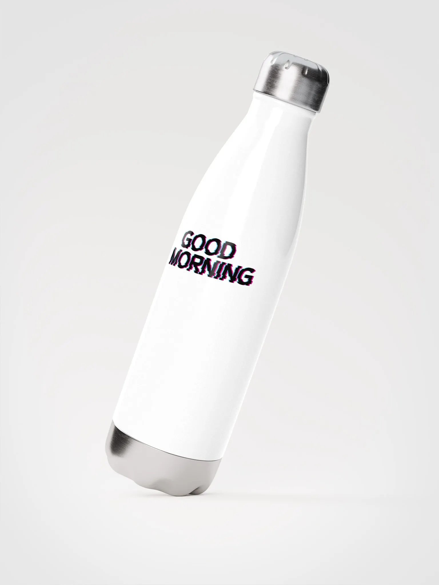 Good Morning White Stainless Steel Water Bottle product image (2)