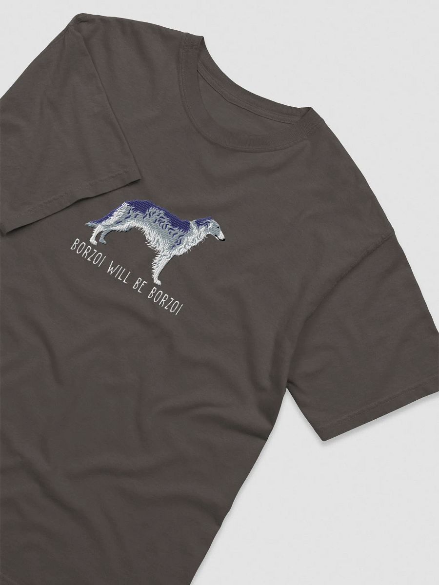 Borzoi Will Be Borzoi T-Shirt(Embroidered) of a Borzoi(Gray) product image (13)