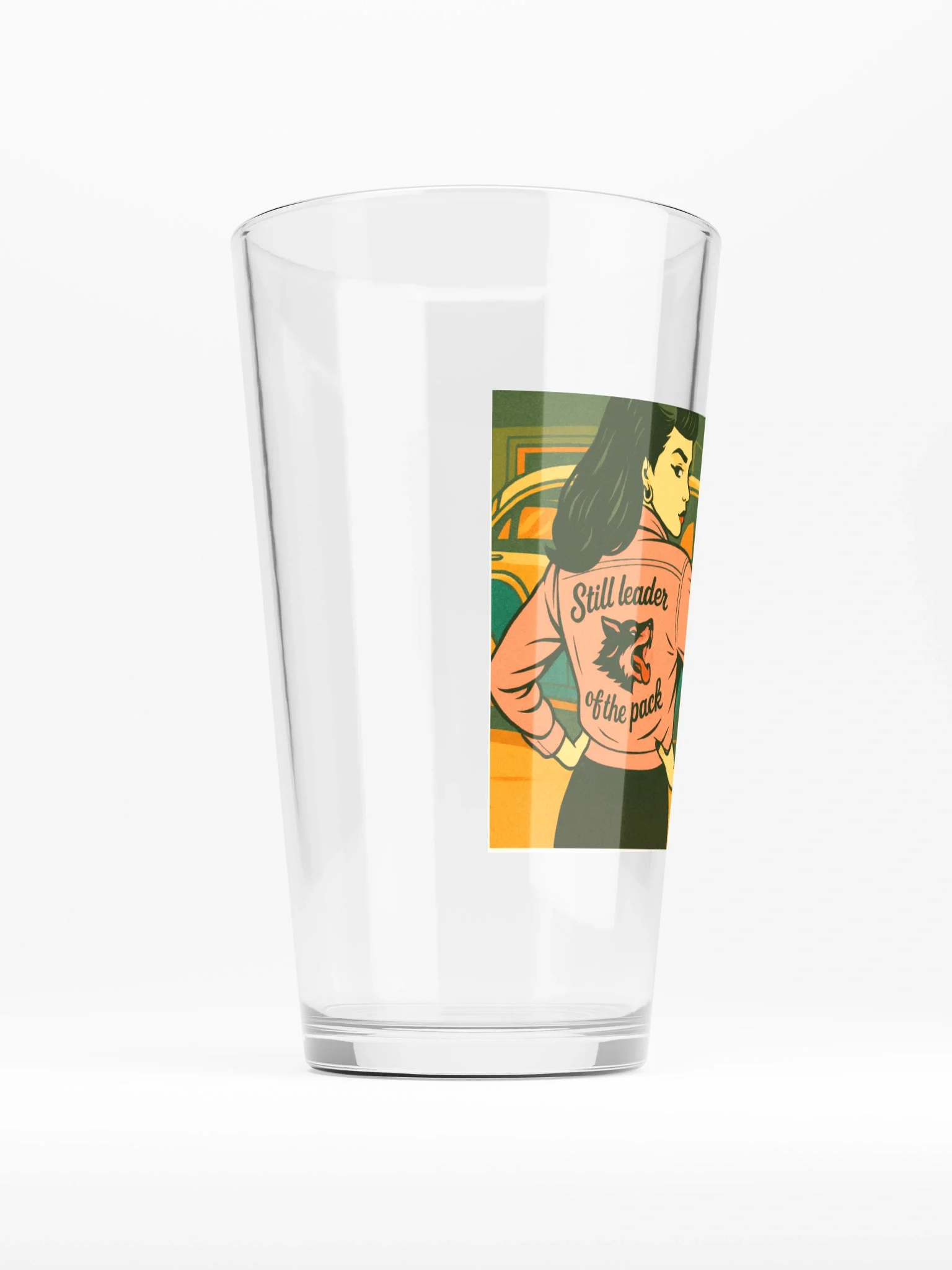 Mels Angels “Leader of the Pack” Retro Dog Pint Glass (16 oz) product image (2)