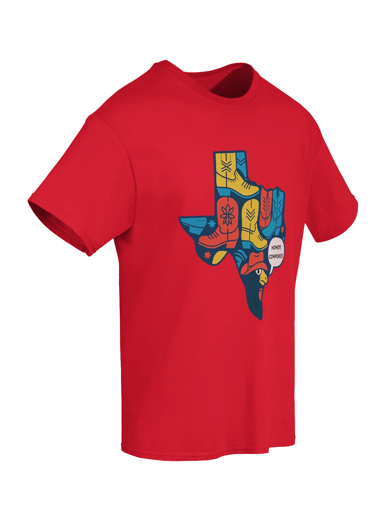 "Howdy, Cowpoke!" Cowboy Hat Duck Texas State Shaped Boxy Fit Unisex T-Shirt product image (66)