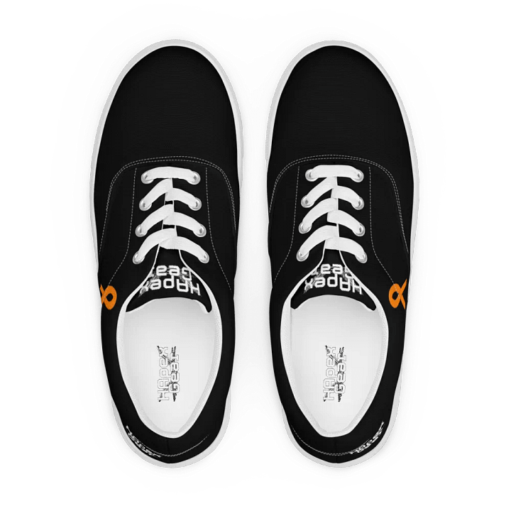 White HApex Gear White Logo Cancer Awareness Orange Ribbon. Black Men's Lace-Up Canvas Shoes product image (1)