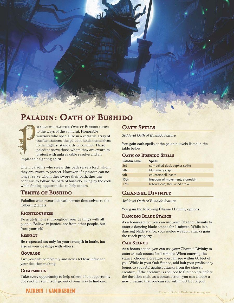 Oath of Bushido | 5E Paladin Subclass product image (2)