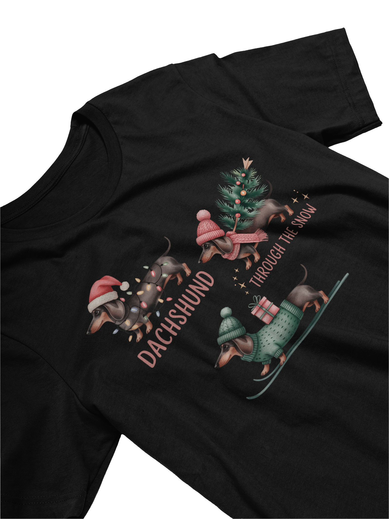 Dachshund Through The Snow T-Shirt – Cute Christmas Wiener Dog Pun product image (4)