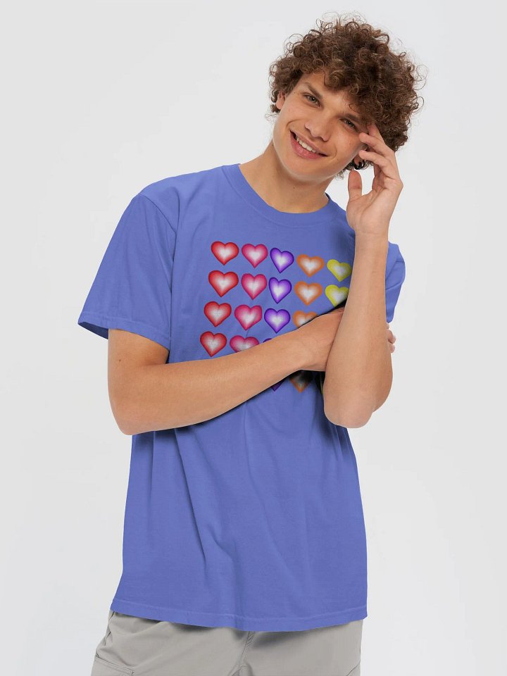Vibrant Colorful Valentine's Hearts Heavyweight T-Shirt product image (49)