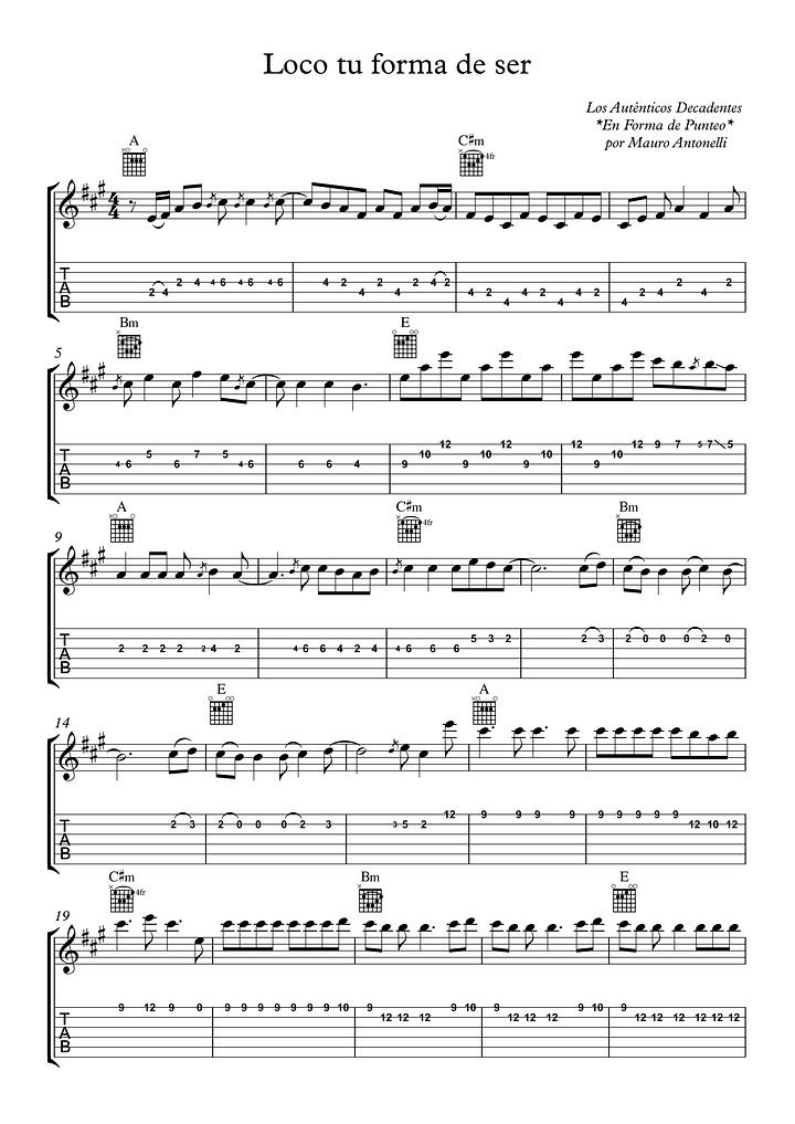 Loco tu forma de ser - Partitura + Tab + Acordes + Pista product image (1)