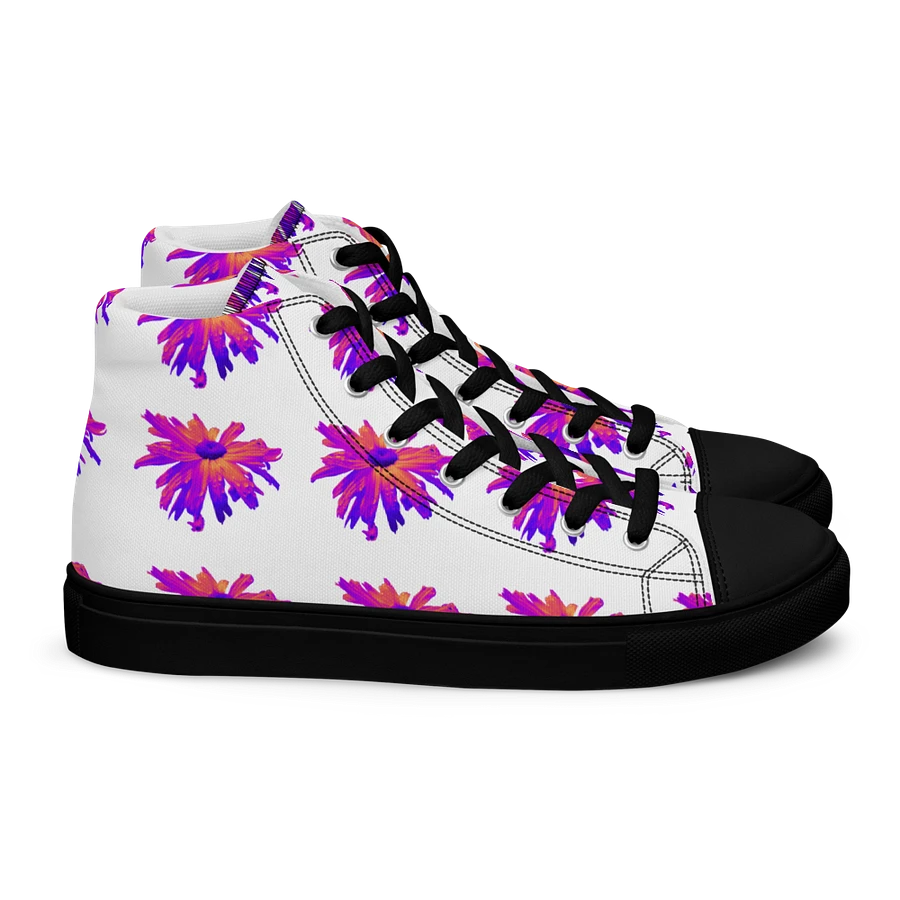 Abstract Pink Floating Daisy Flower Women's Black Toe High Top Canvas Shoes product image (15)