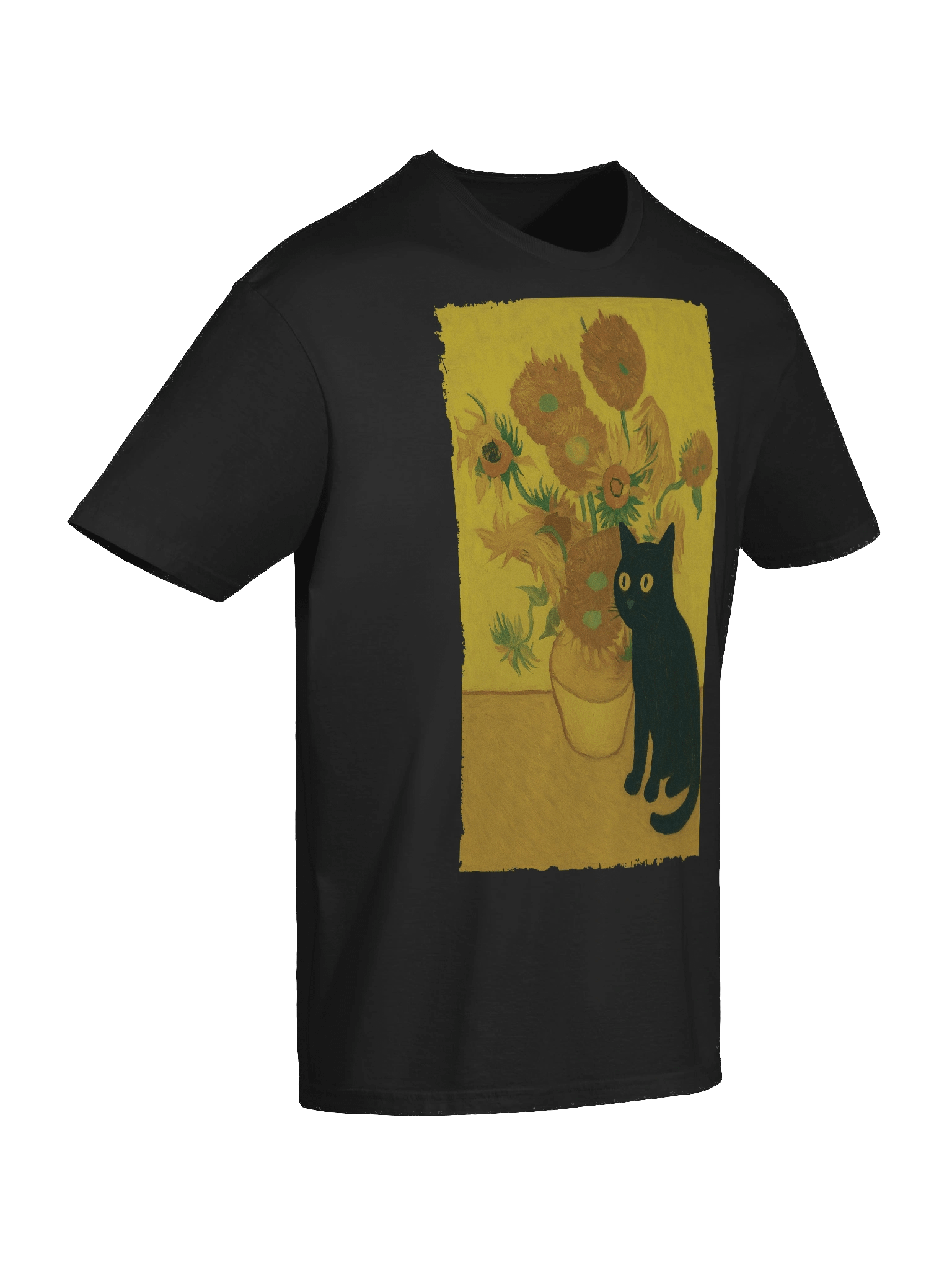 Van Gogh Sunflower Curious Cat T-Shirt product image (58)