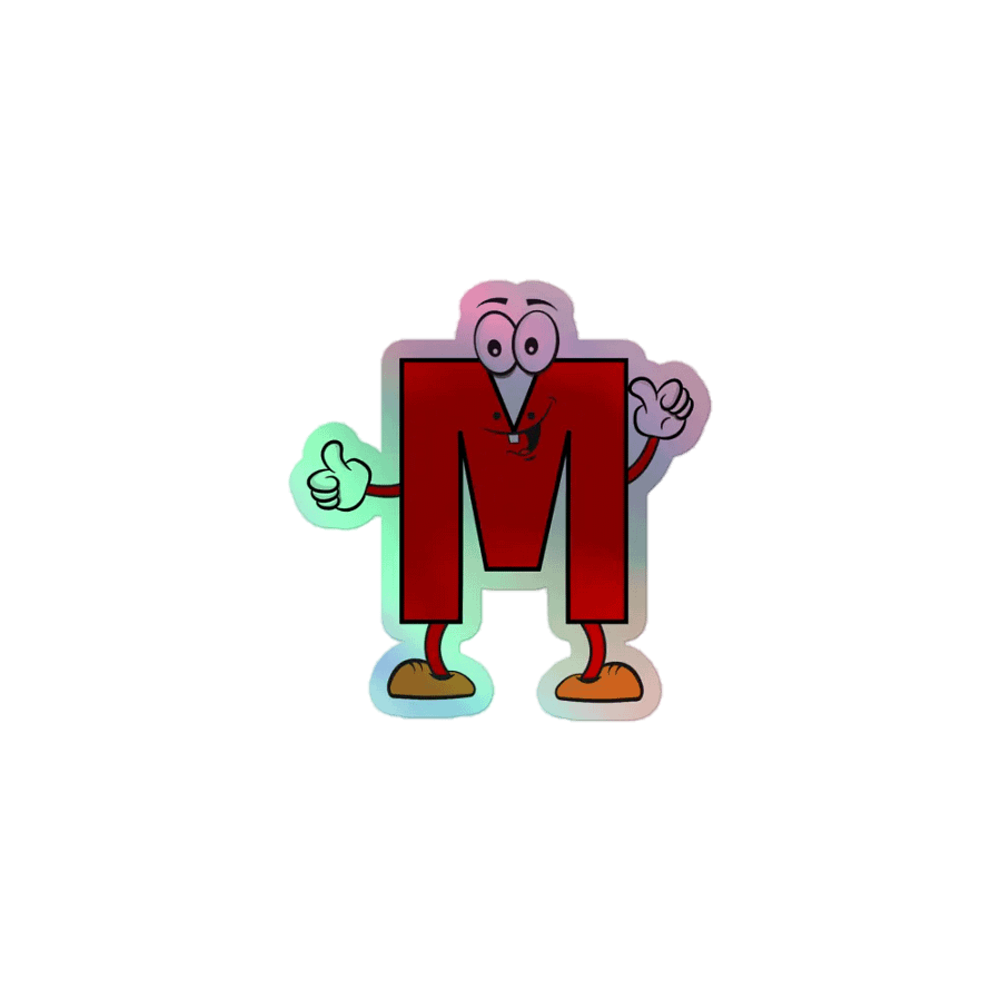 M Letter Cartoon Character Holographic Sticker product image (1)