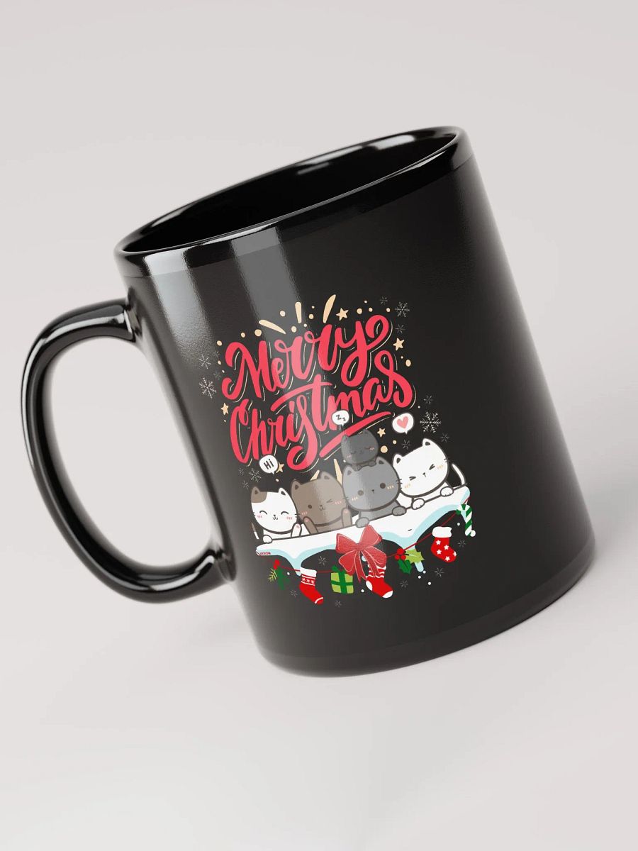 Merry Christmas Cats Black Glossy Mug product image (5)
