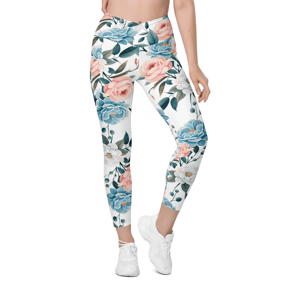 Floral Fusion Crossover Leggings with Pockets product image (10)