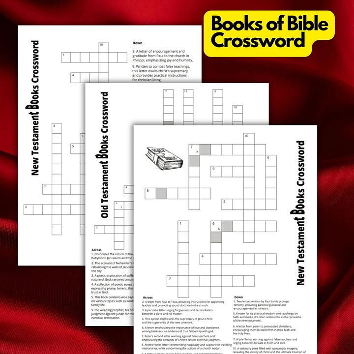 Books of the Bible crossword Game | Bible crossword puzzle printable, sunday school crossword puzzle printable product image (2)
