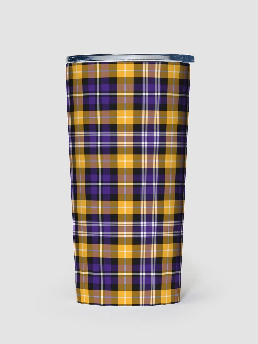 Purple and Yellow Gold Sporty Plaid Travel Tumbler product image (2)