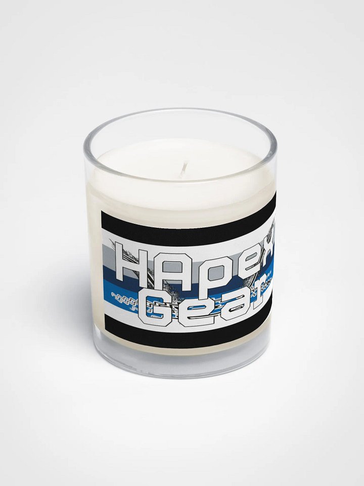 White HApex Gear Black Logo - Soy Wax Candle In A Clear Glass Jar product image (2)