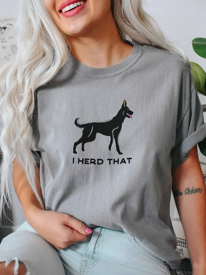 I Herd That T-Shirt(Embroidered) of a Belgian Malinois(Black) product image (2)