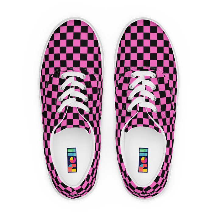 Pink Checkerboard Statement Sneakers product image (1)