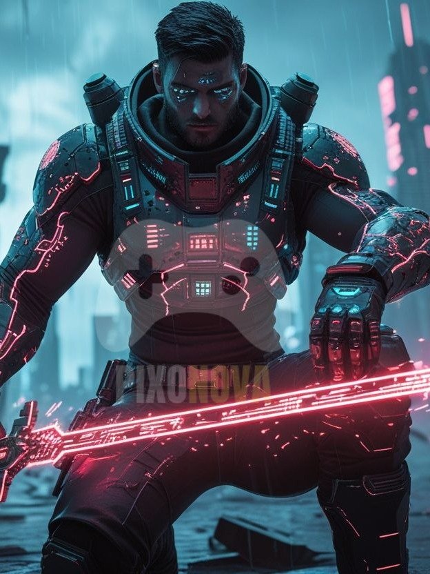 Final Respawn Protocol – Landscape Cyberpunk Artwork (4 Versions, PNG & PDF, 1472x832 px) product image (1)