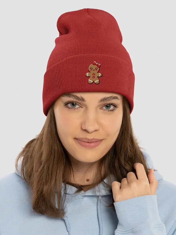 Gingerbread Girl Embroidered Cuffed Beanie product image (2)