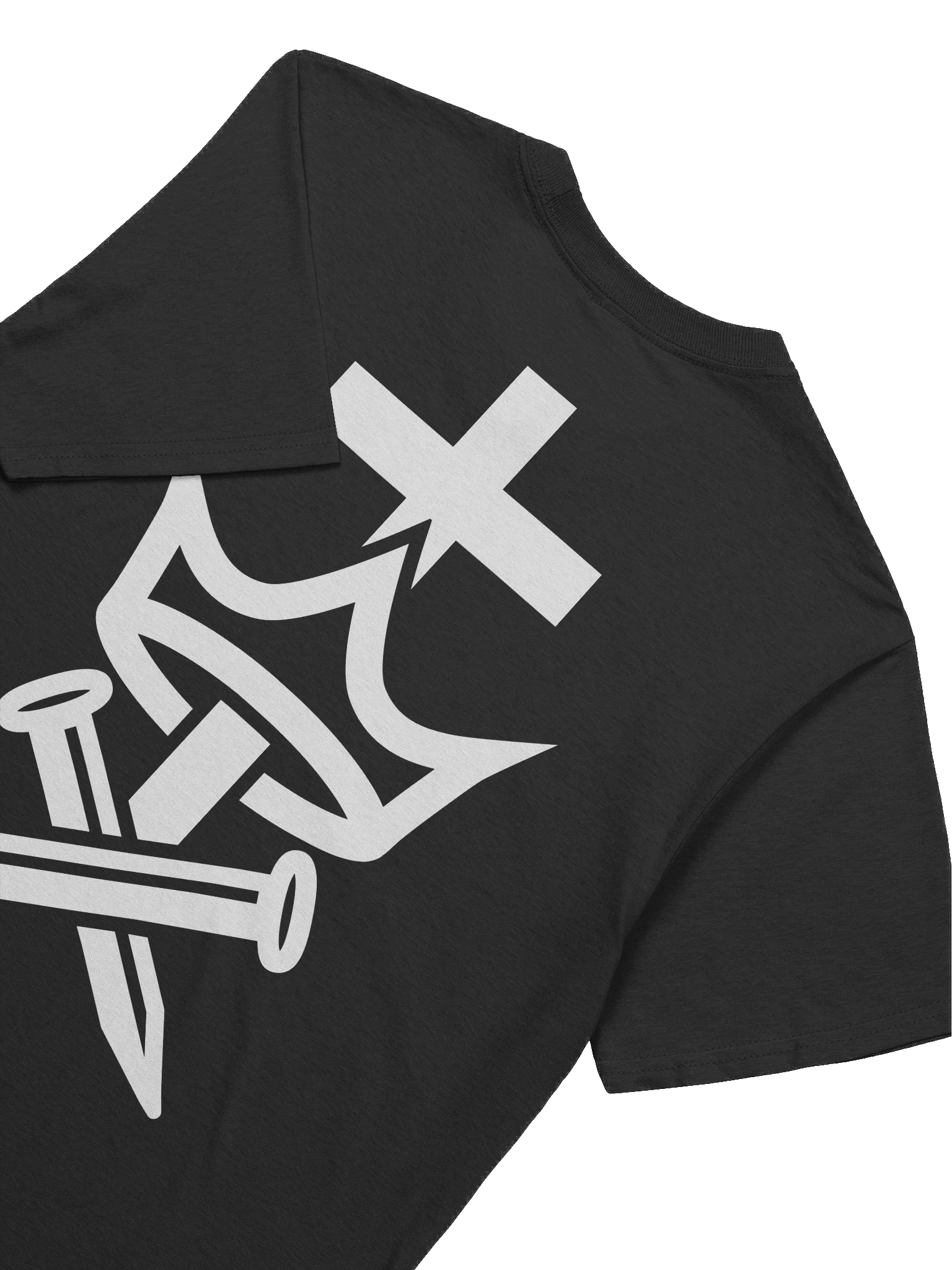 Faithful Until Death Christian T-Shirt – Cross, Crown, and Nails Design in White Ink (Revelation 2:10) product image (4)