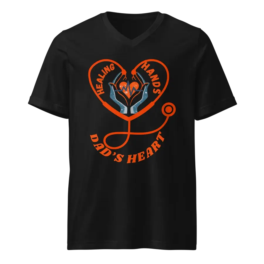 stethoscope, Healing Hands Dad's Heart V-Neck Tee product image (1)