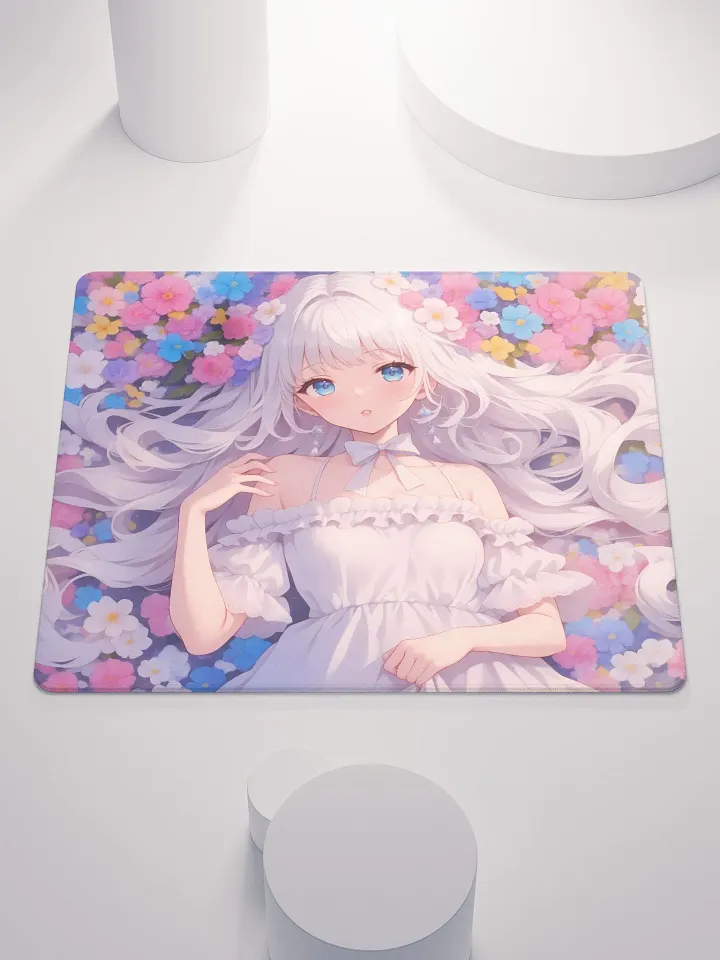 Cute Anime girl in flower field gamer mouse pad product image (1)