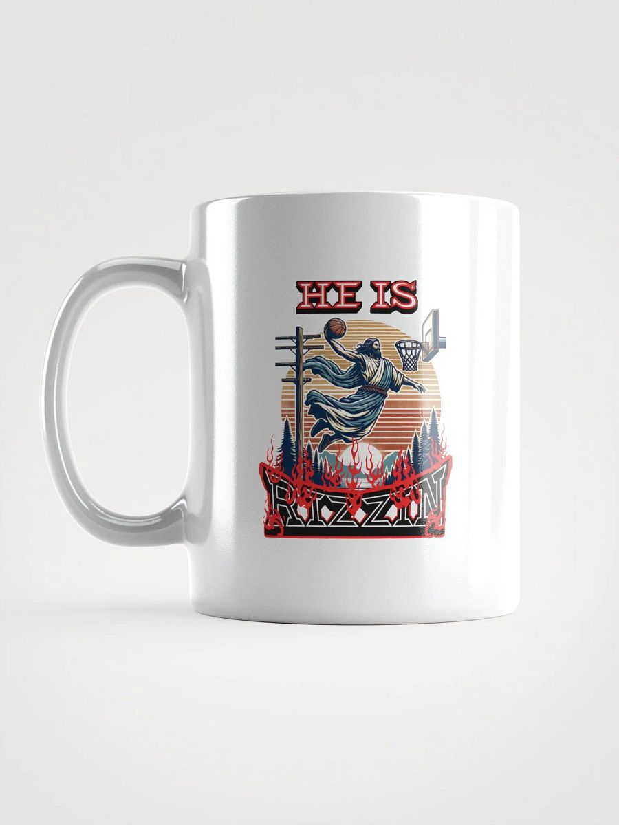 He Is Rizzin Basketball Jesus Divine Dunk White Glossy Mug product image (1)