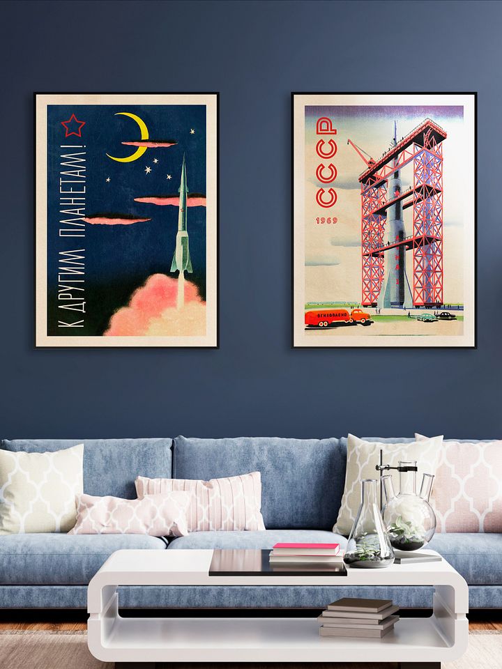 Moon-1, USSR 1969 — Soviet vintage space art poster, soviet retro poster product image (2)
