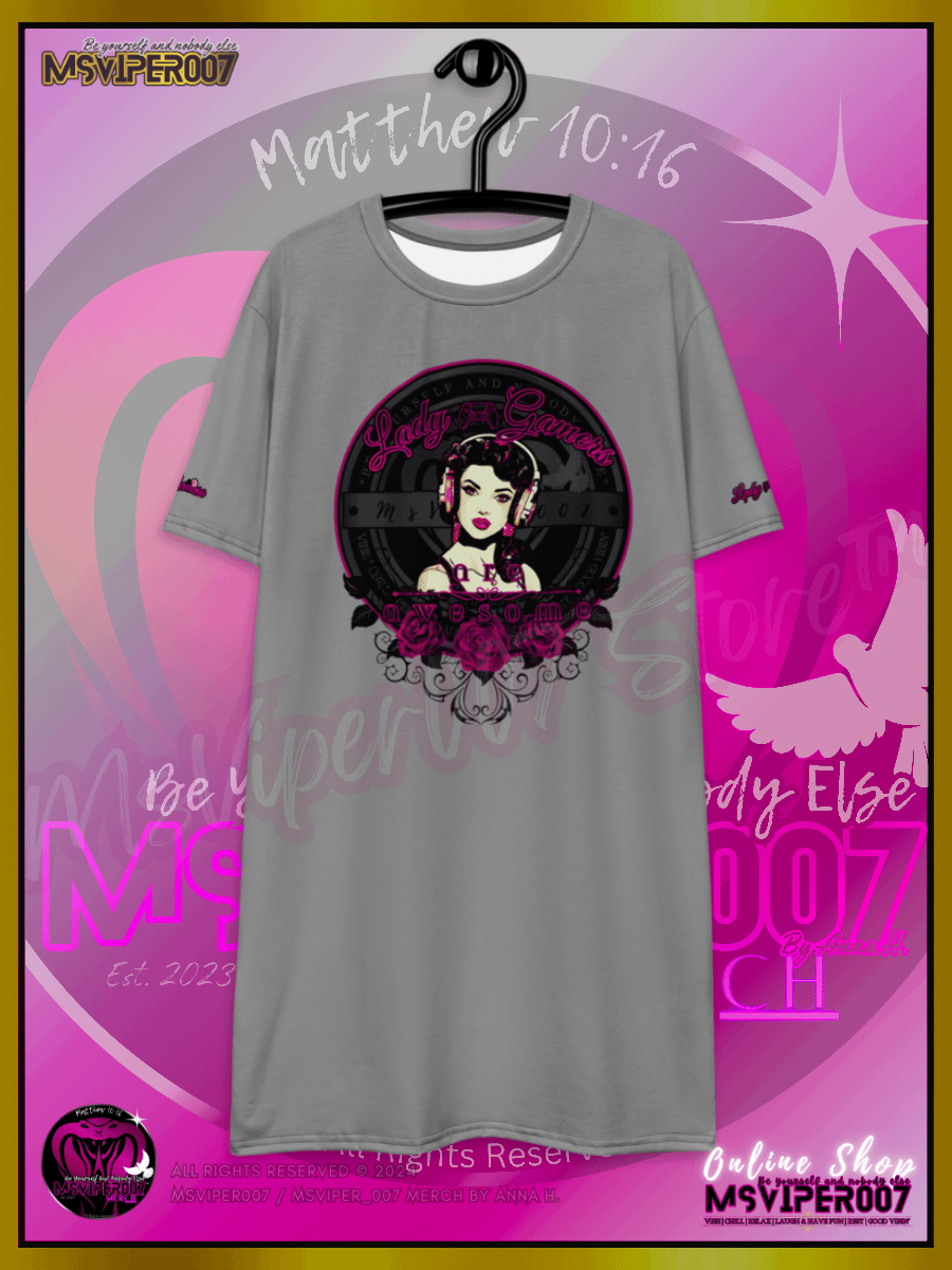 T-Shirt Dress - MsViper007's "Lady Gamers Are Awesome™ | [V3] (grey/solid)" T-Shirt Dress product image (11)