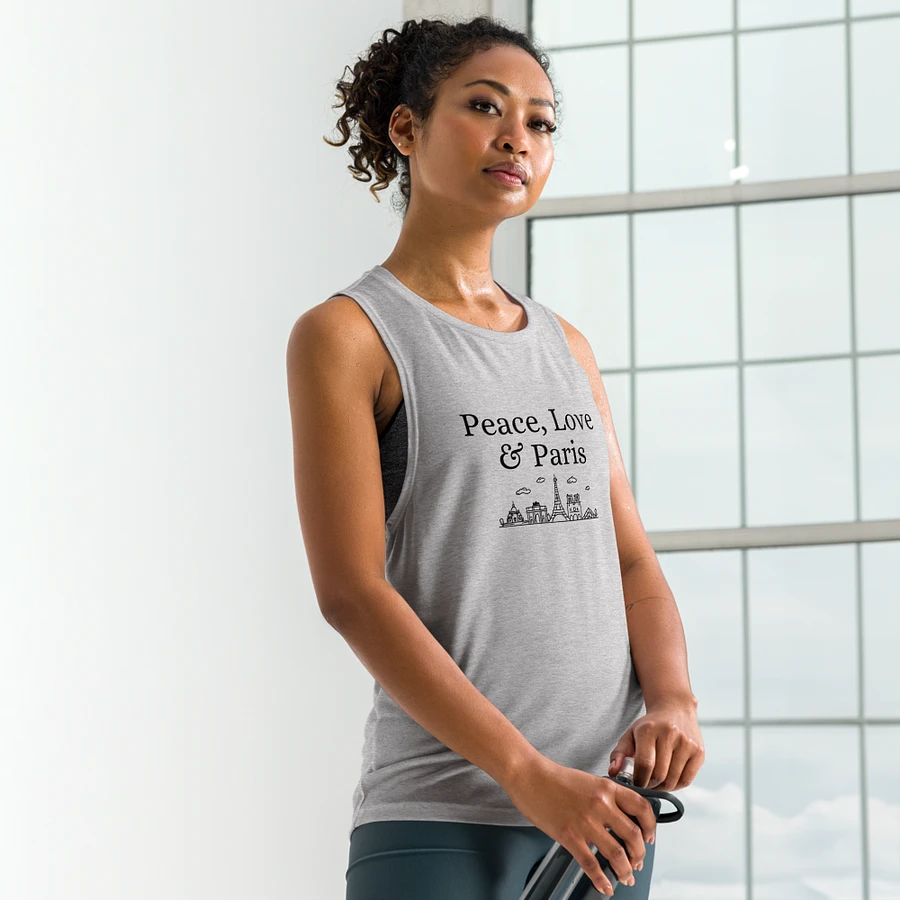 Peace, Love and Paris with Monuments Women's Flowy Muscle Tank | Black Ink product image (47)