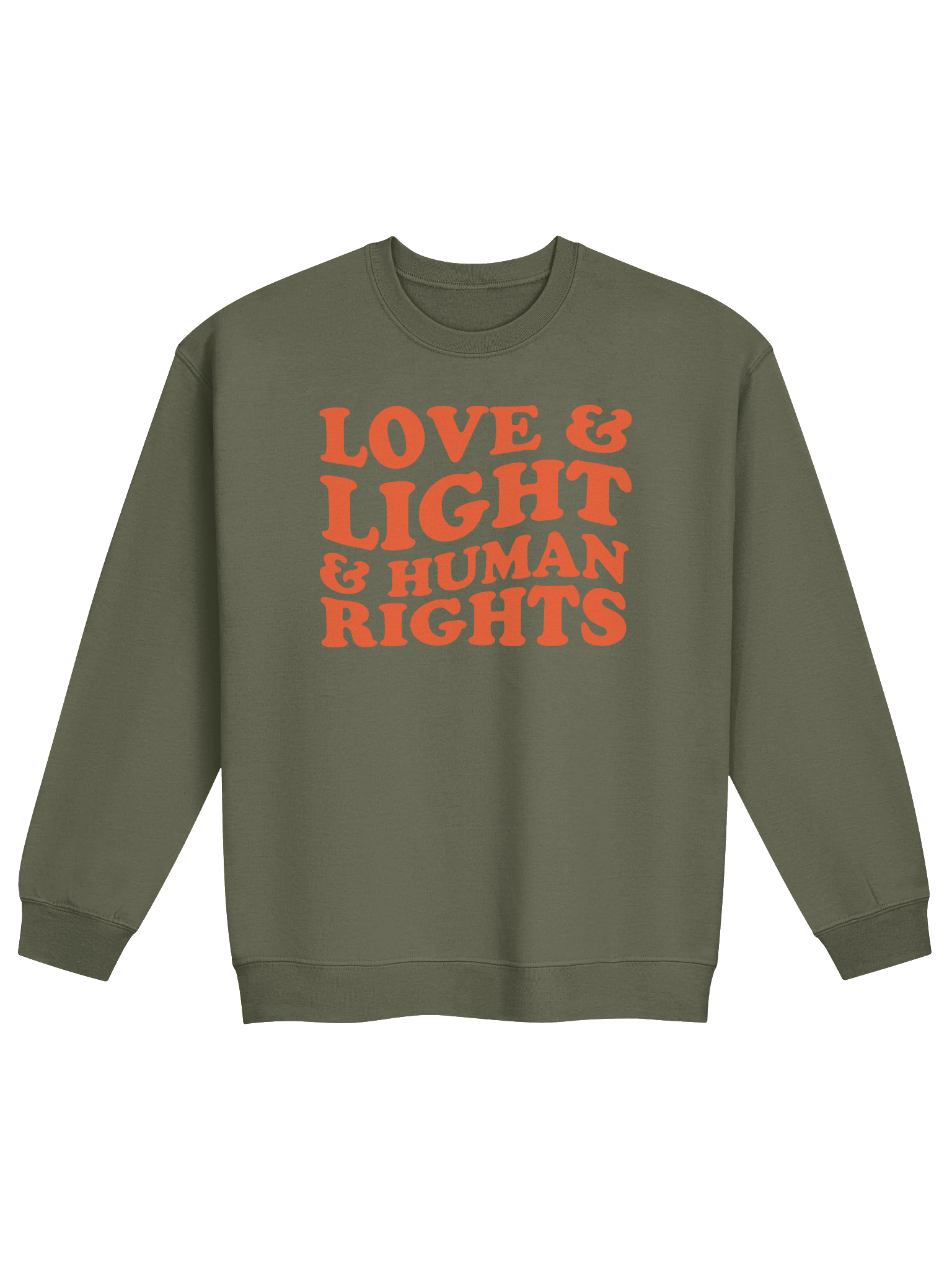 Love, Light & Human Rights Crew Sweatshirt (Orange) product image (2)