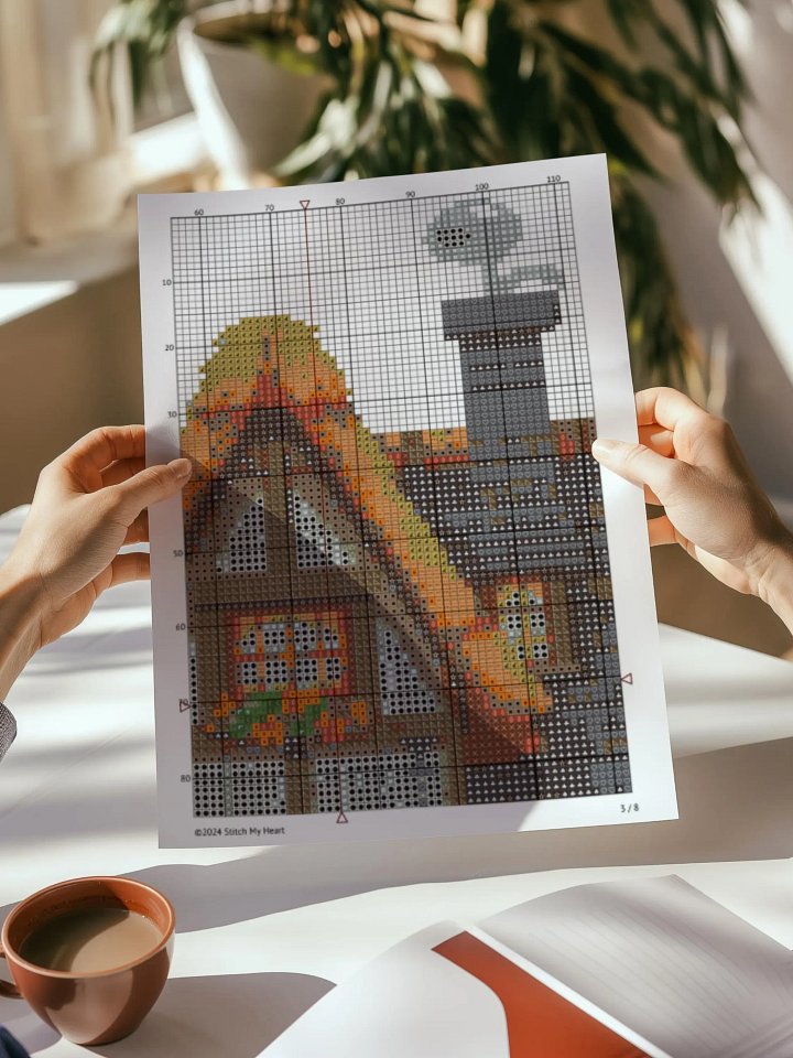 Halloween Cottage Cross Stitch Pattern product image (2)