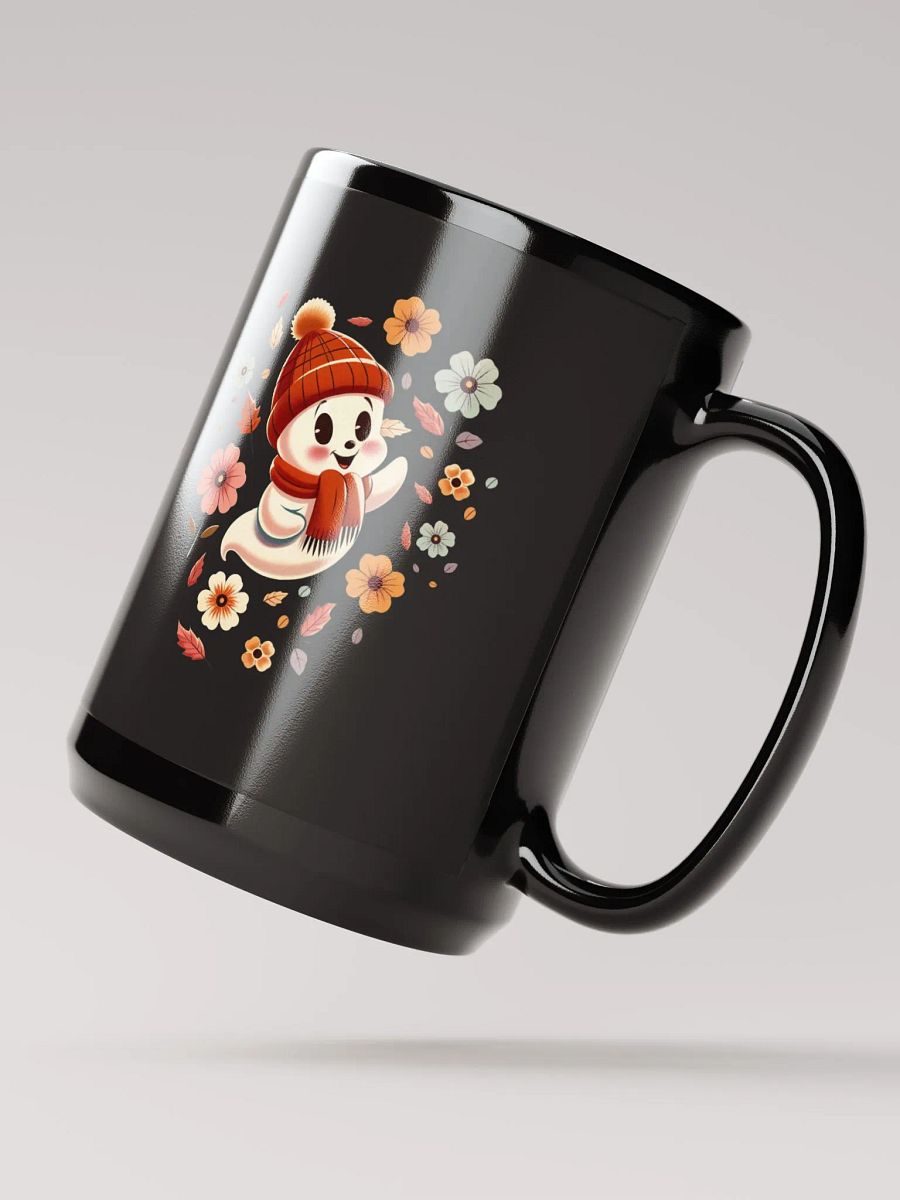 Ghost in a Hat Floral Coffee Cup - 15 oz Black Mug product image (2)