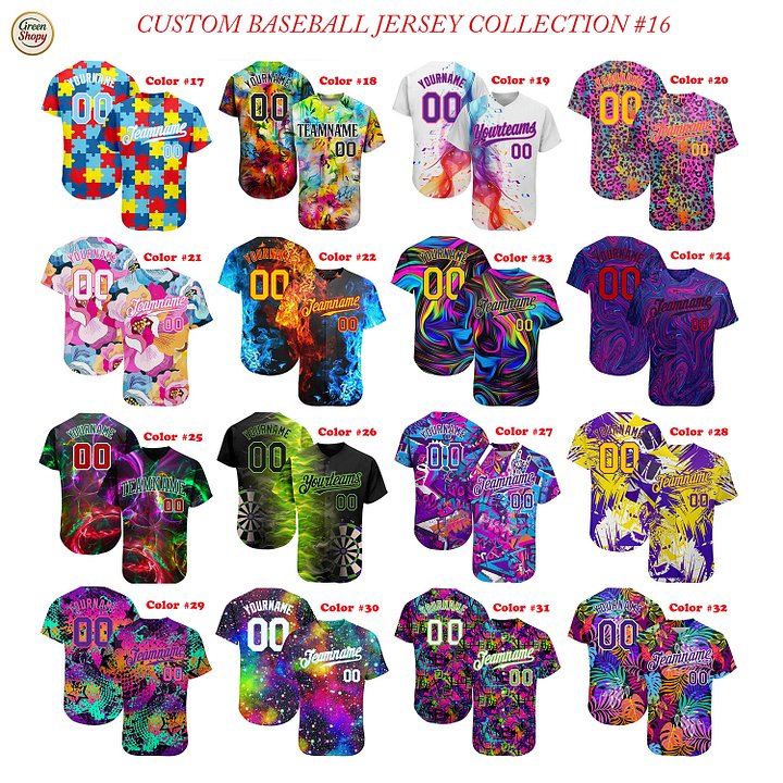 Authentic Baseball Jersey, Custom Baseball Jersey, Personalized Sport Jersey, Multi Colorful and Patterns Color product image (2)