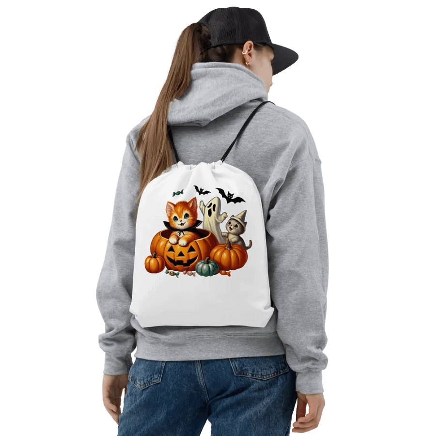 Kittens and Ghost Drawstring Bag product image (2)