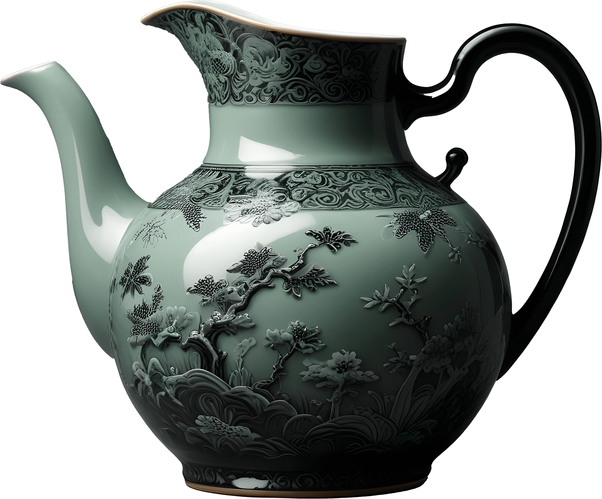 Chinese Green Porcelain Teapot – Zen Garden Elegance PNG product image (1)